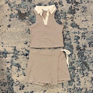 Striped Sleeveless Top and Skirt Set